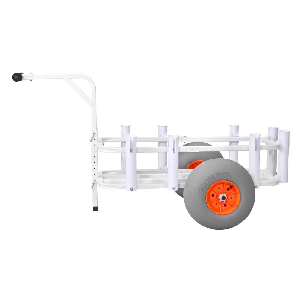 VEVOR Beach Fishing Cart, 300 lbs Load Capacity, Fishing Cart Wagon with Heavy-Duty Aluminum Alloy Frame, 13-Inch All-Terrain PU Balloon Tires, 8 Rod Holders, for Outdoor Activities Camping Picnic