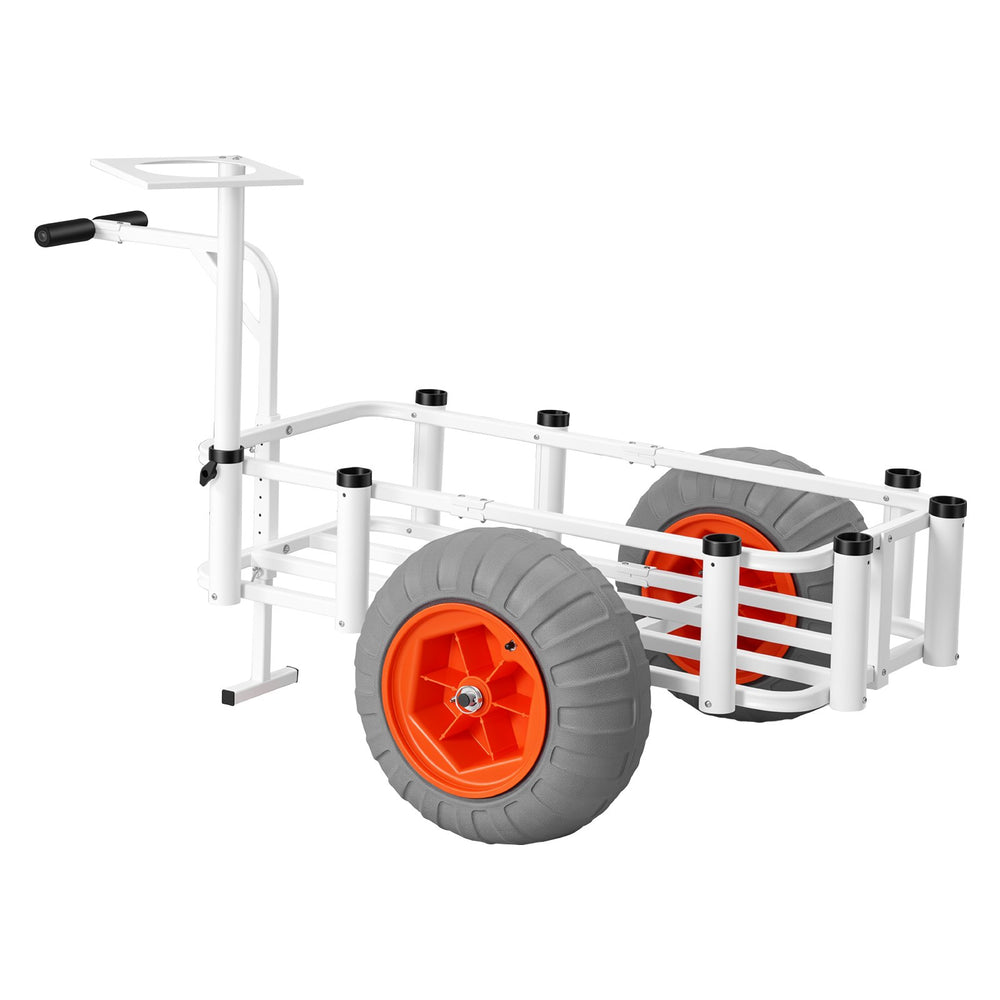 VEVOR Beach Fishing Cart, 350 lbs Load Capacity, Fishing Cart Wagon with Heavy-Duty Aluminum Alloy Frame, 16.5 in All-Terrain PU Balloon Tires, 8 Rod Holders, for Outdoor Activities Camping Picnic
