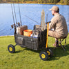 VEVOR Beach Fishing Cart, 300 lbs Load Capacity, Foldable Fishing Cart with Heavy-Duty Carbon Steel Frame, 11-Inch All-Terrain Tires, 8 Rod Holders, Strap, Easy to Clean, for Outdoor Camping Picnic