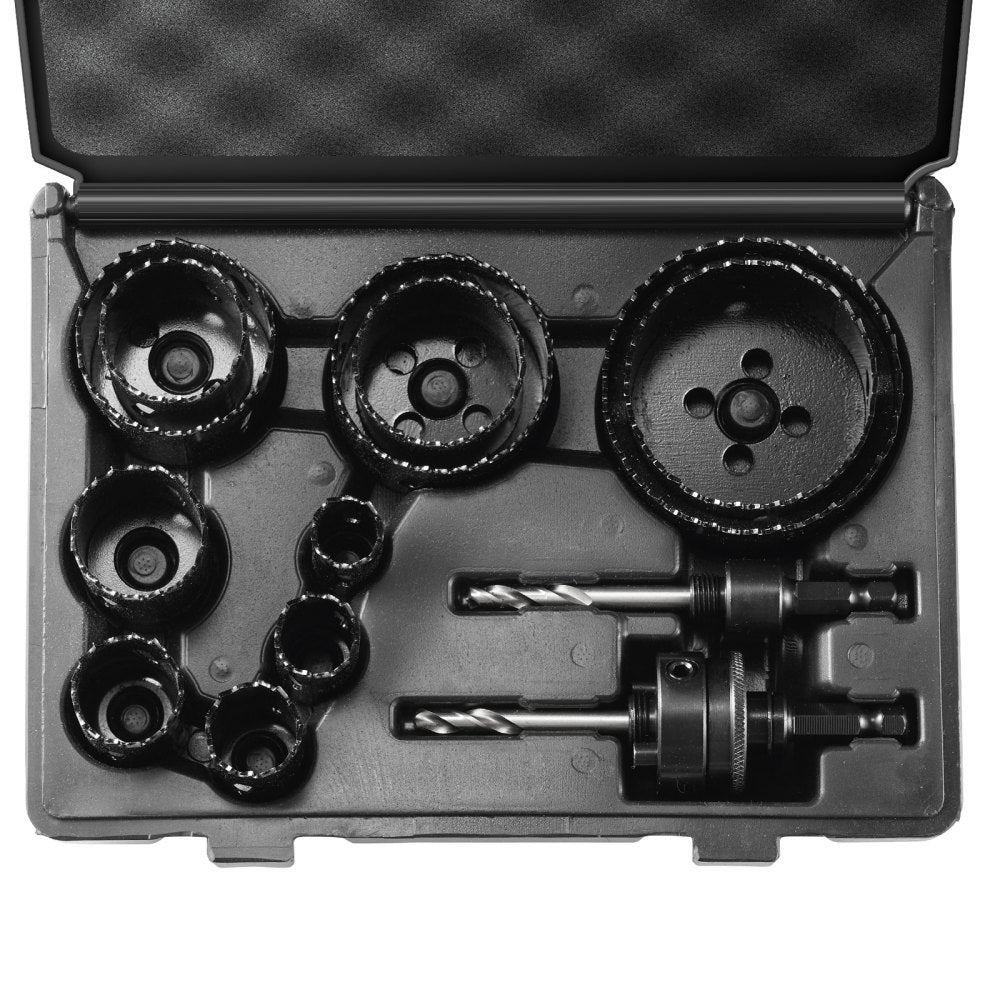 VEVOR Hole Saw Kit, 11 PCS Saw Blades, 2 Drill Bits, 1 Hex Wrench, General Purpose Size from 3/4" to 3", Bi Metal M42 Hole Saw Set with Carrying Case, Ideal for Wood Board, Plastic and Iron Plate