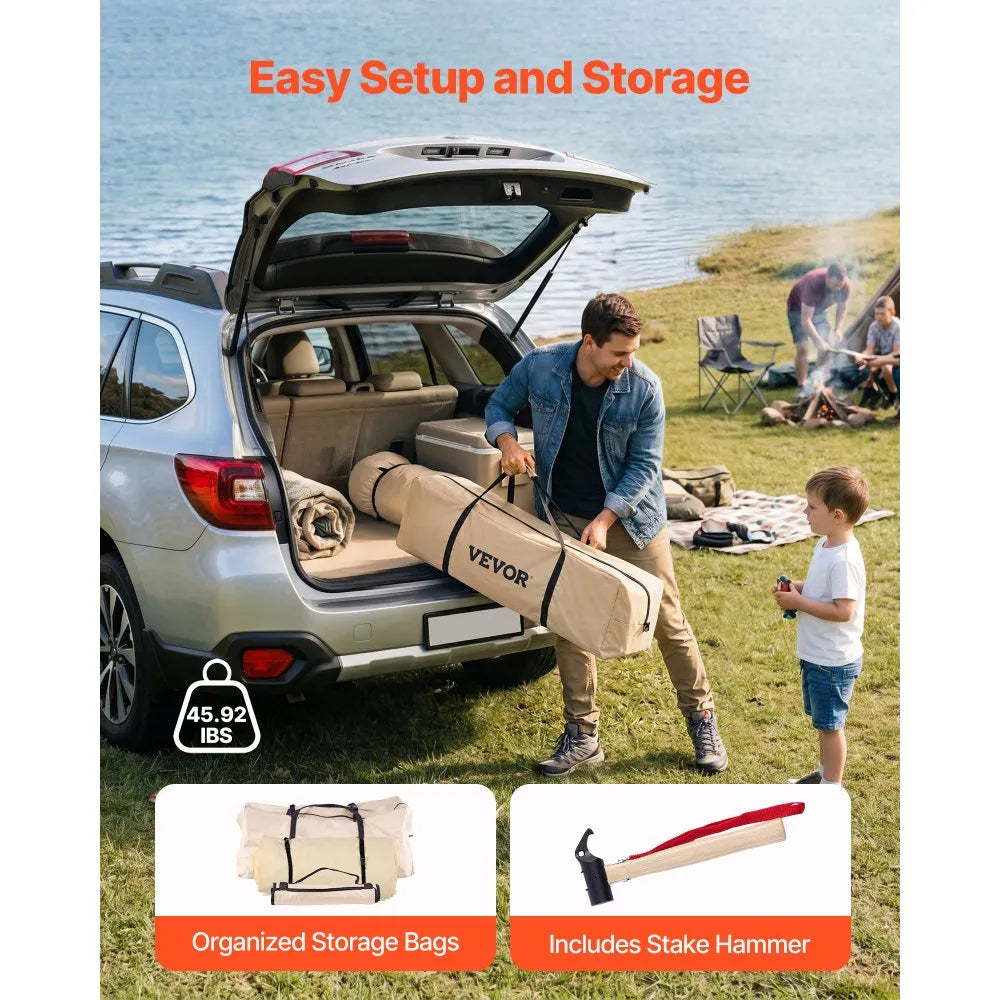 VEVOR Oxford Bell Tent, 4 Seasons 13.12 ft Yurt Tent for Camping with Stove Jack, Waterproof Breathable Holds up to 4 People with Zipped Detachable Floor, Family Camping Glamping Outdoor Hunting Party