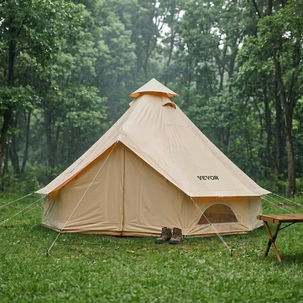 VEVOR Oxford Bell Tent, 4 Seasons 13.12 ft Yurt Tent for Camping with Stove Jack, Waterproof Breathable Holds up to 4 People with Zipped Detachable Floor, Family Camping Glamping Outdoor Hunting Party