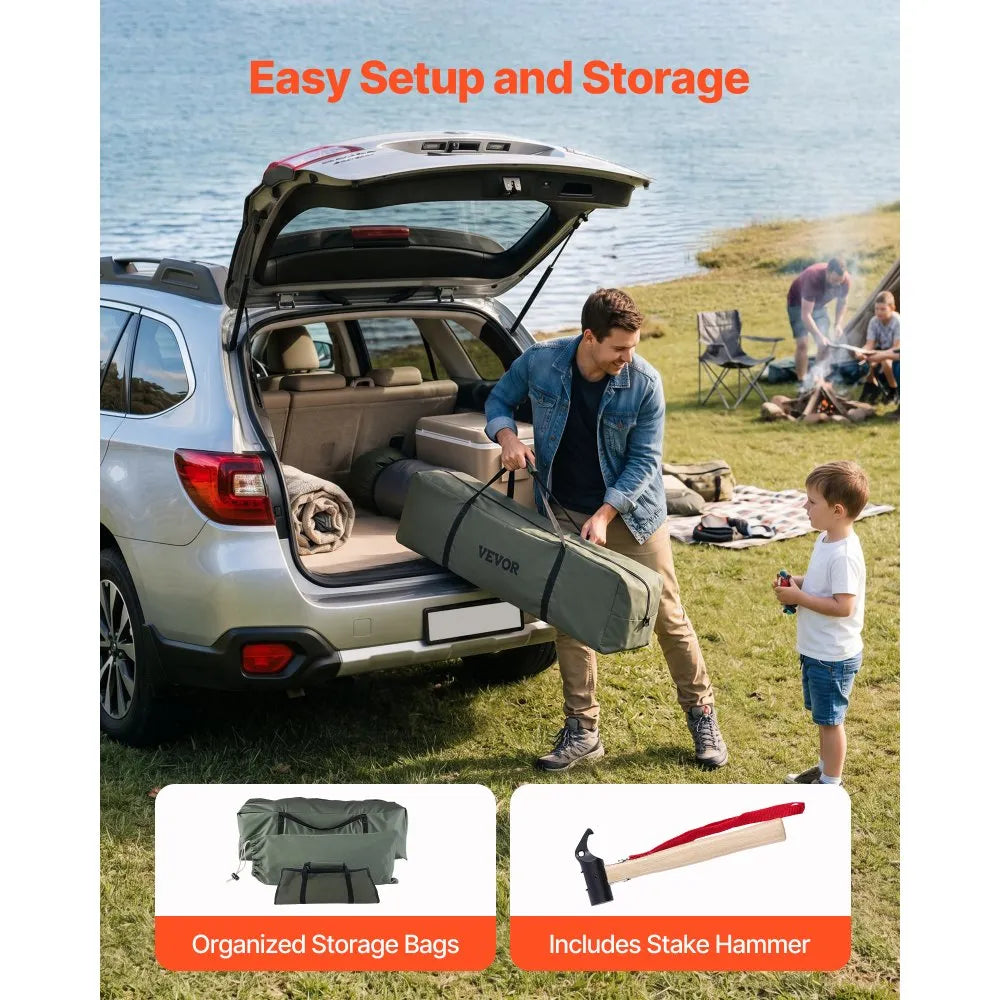 VEVOR Canvas Bell Tent, 4 Seasons 9.84 ft Yurt Tent for Camping with Stove Jack, Canvas Breathable Holds up to 3 People with Zipped Detachable Floor, for Family Camping Glamping Outdoor Hunting Party