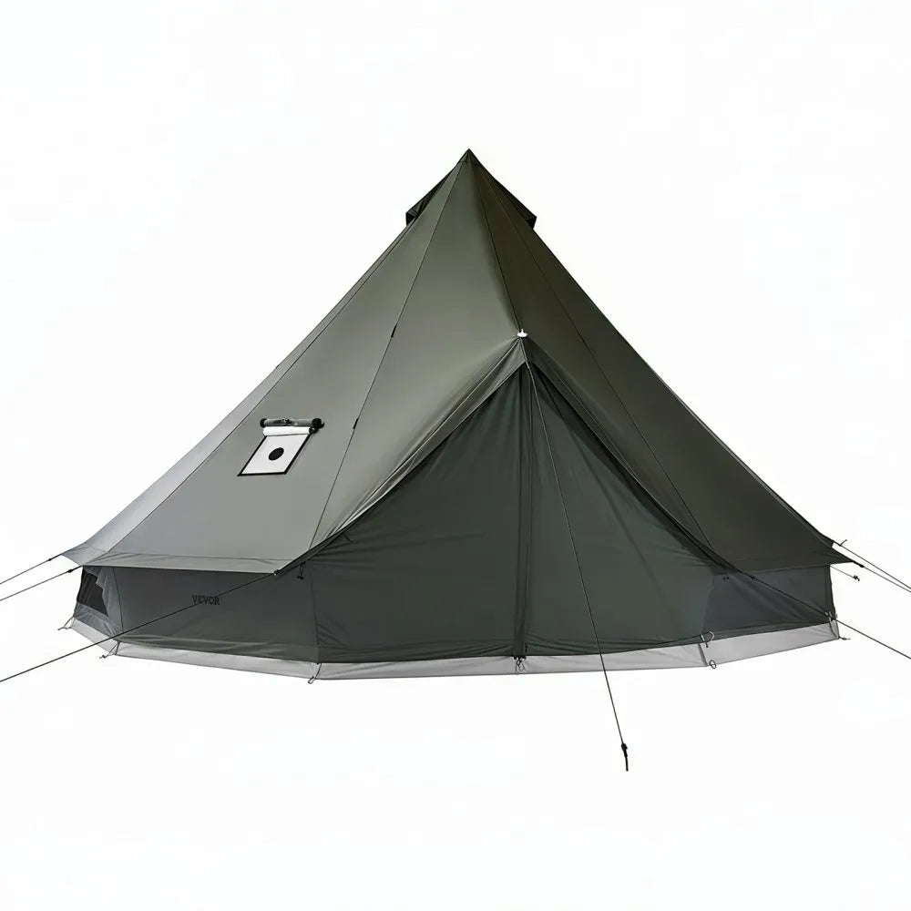 VEVOR Canvas Bell Tent, 4 Seasons 9.84 ft Yurt Tent for Camping with Stove Jack, Canvas Breathable Holds up to 3 People with Zipped Detachable Floor, for Family Camping Glamping Outdoor Hunting Party
