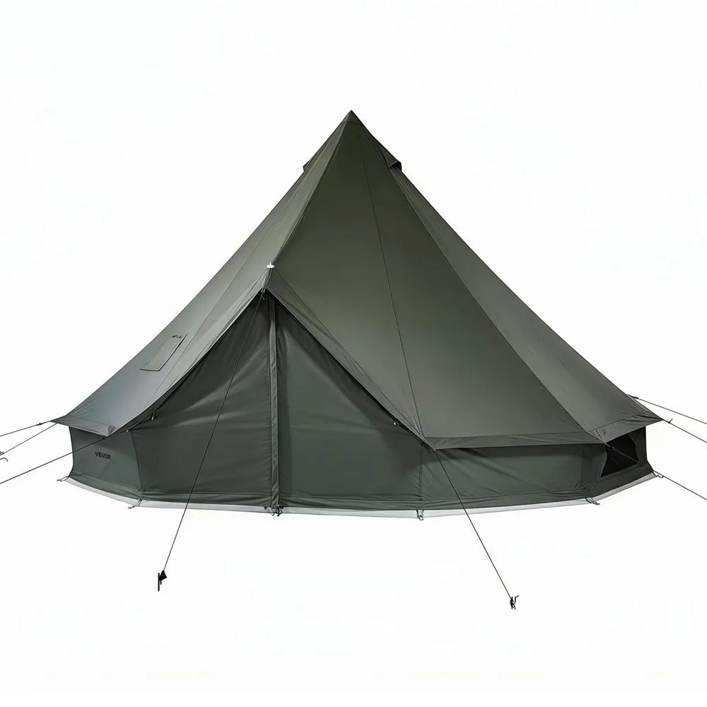 VEVOR Canvas Bell Tent, 4 Seasons 9.84 ft Yurt Tent for Camping with Stove Jack, Canvas Breathable Holds up to 3 People with Zipped Detachable Floor, for Family Camping Glamping Outdoor Hunting Party