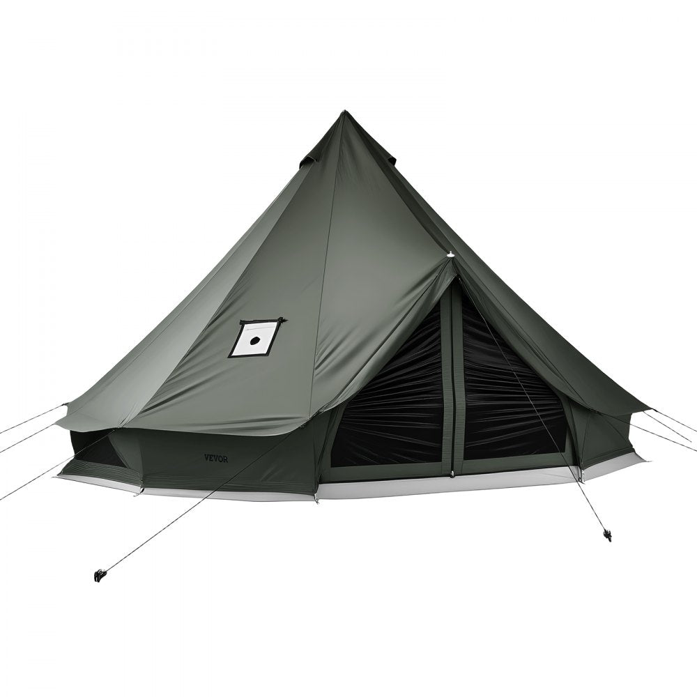 VEVOR Canvas Bell Tent, 4 Seasons 13.12 ft Yurt Tent for Camping with Stove Jack, Canvas Breathable Holds up to 4 People with Zipped Detachable Floor, for Family Camping Glamping Outdoor Hunting Party