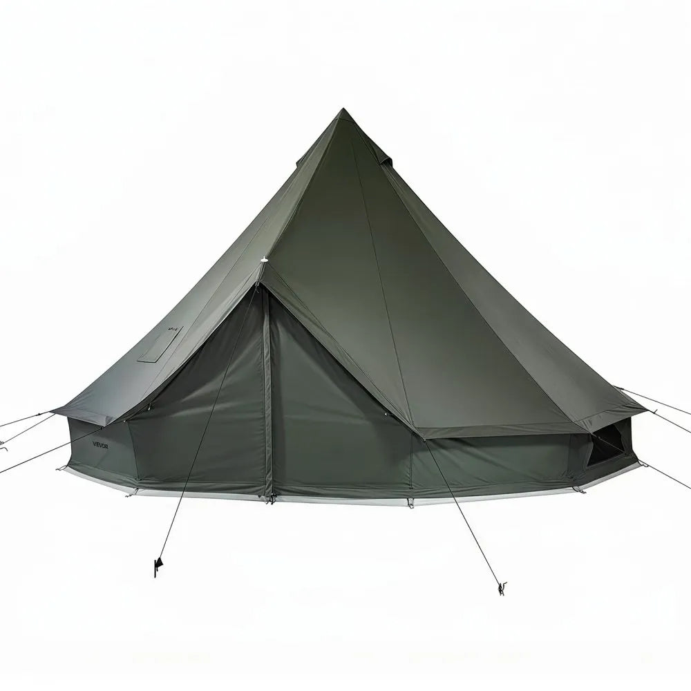VEVOR Canvas Bell Tent, 4 Seasons 16.4 ft Yurt Tent for Camping with Stove Jack, Canvas Breathable Holds up to 7 People with Zipped Detachable Floor, for Family Camping Glamping Outdoor Hunting Party