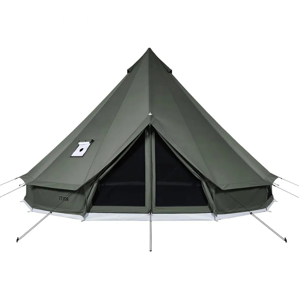 VEVOR Canvas Bell Tent, 4 Seasons 16.4 ft Yurt Tent for Camping with Stove Jack, Canvas Breathable Holds up to 7 People with Zipped Detachable Floor, for Family Camping Glamping Outdoor Hunting Party