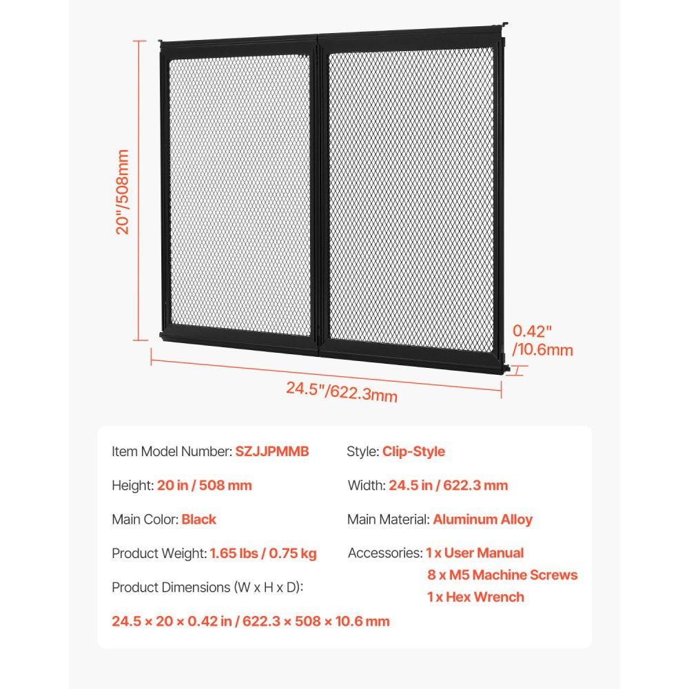 VEVOR RV Screen Door Protector, 24.5 x 20 inch Door Grille, Easy to Install and Disassemble, Reinforced Breathable Protective Mesh, Aluminum Alloy Camper RV Entry Protector for Pet Protection, Black