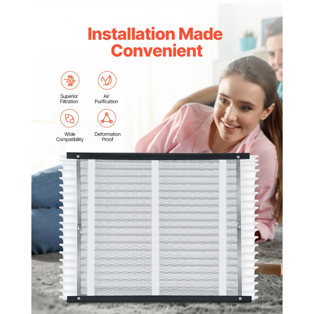 VEVOR 20 x 25 x 4 Furnace Filter, MERV 13 HVAC Ac Filters,12-Month Electrostatic Pleated Air Conditioner Filters, 4-Pack (Actual Size: 20.47 x 25.20 x 3.98 Inch) for Capturing Dust, Smog, Pet Dander