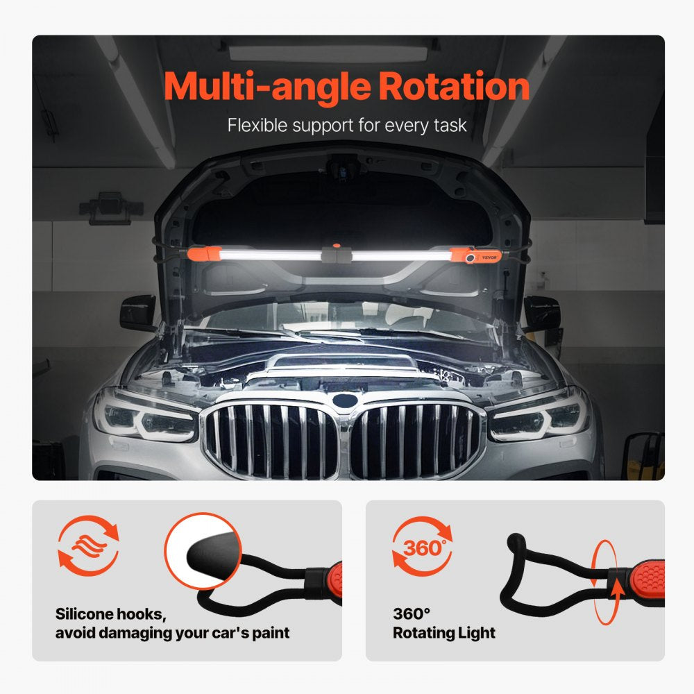 VEVOR Underhood Work Light, 2300LM, 6000mAh Rechargeable Bright LED Light, Portable Cordless Mechanic Work Light Bar with Hooks, for Car Repairing Inspection Garage Workshop Emergency Home Lighting