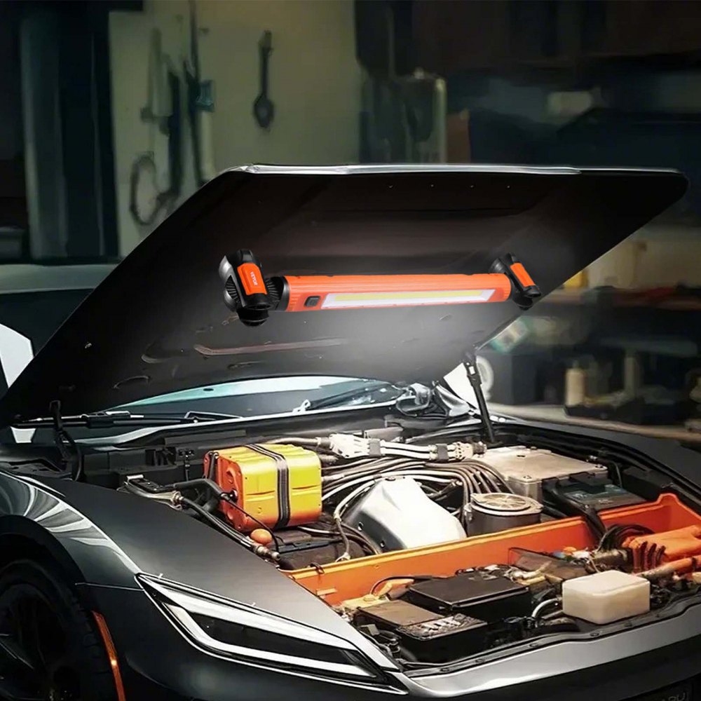 VEVOR Underhood Work Light, 1250LM, 6000mAh Rechargeable Magnetic Bright LED Light, Portable Cordless Mechanic Work Light Bar, for Car Repairing Inspection Garage Workshop Emergency Home Lighting