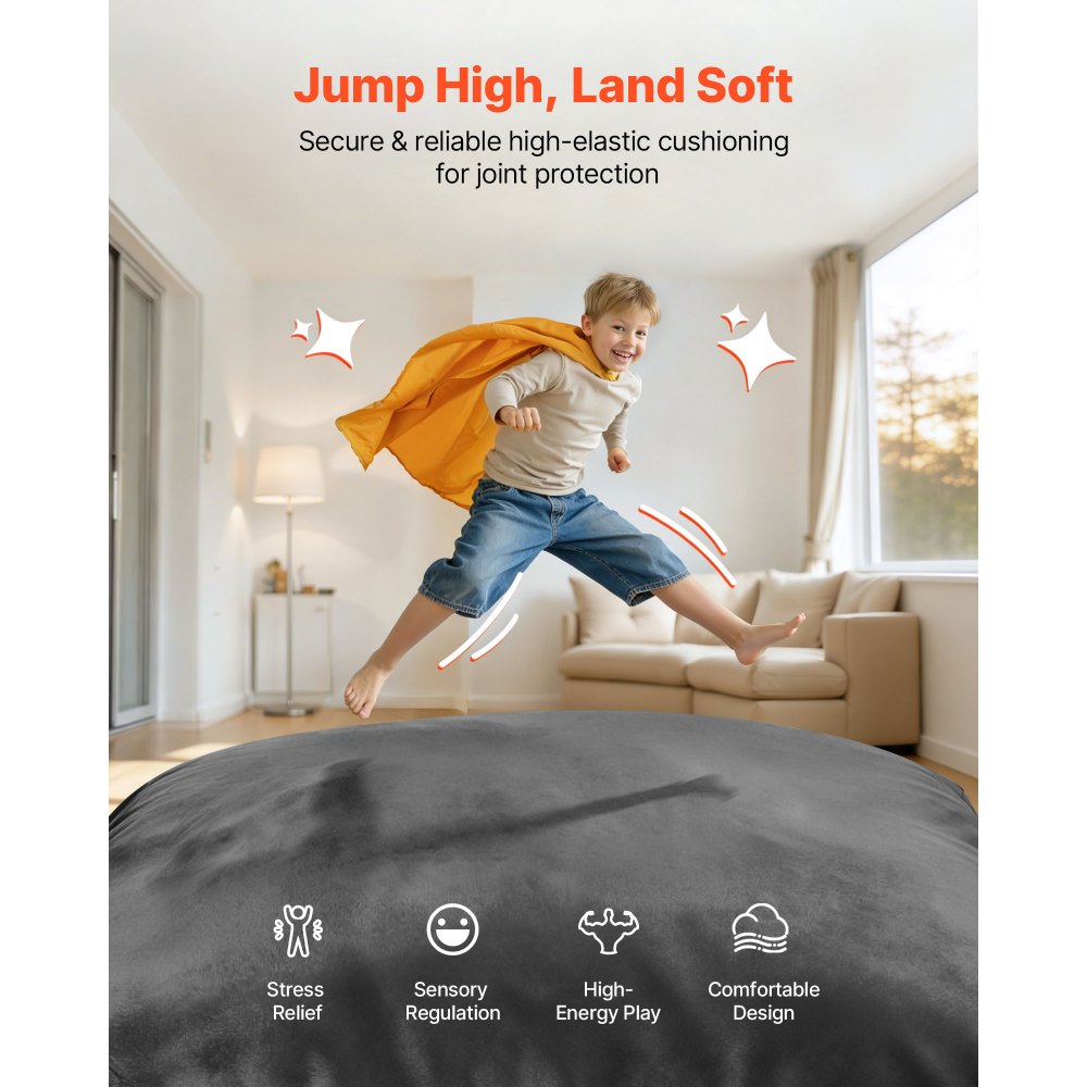 VEVOR Crash Pad, 5 x 4.5 ft Crash Pad for Kids Sensory with Foam Blocks and Washable Cover, Large Soft Foam Landing Zone Giant Pillow Mat, Sensory Room Equipment for Children Jumping, Relaxing & Play