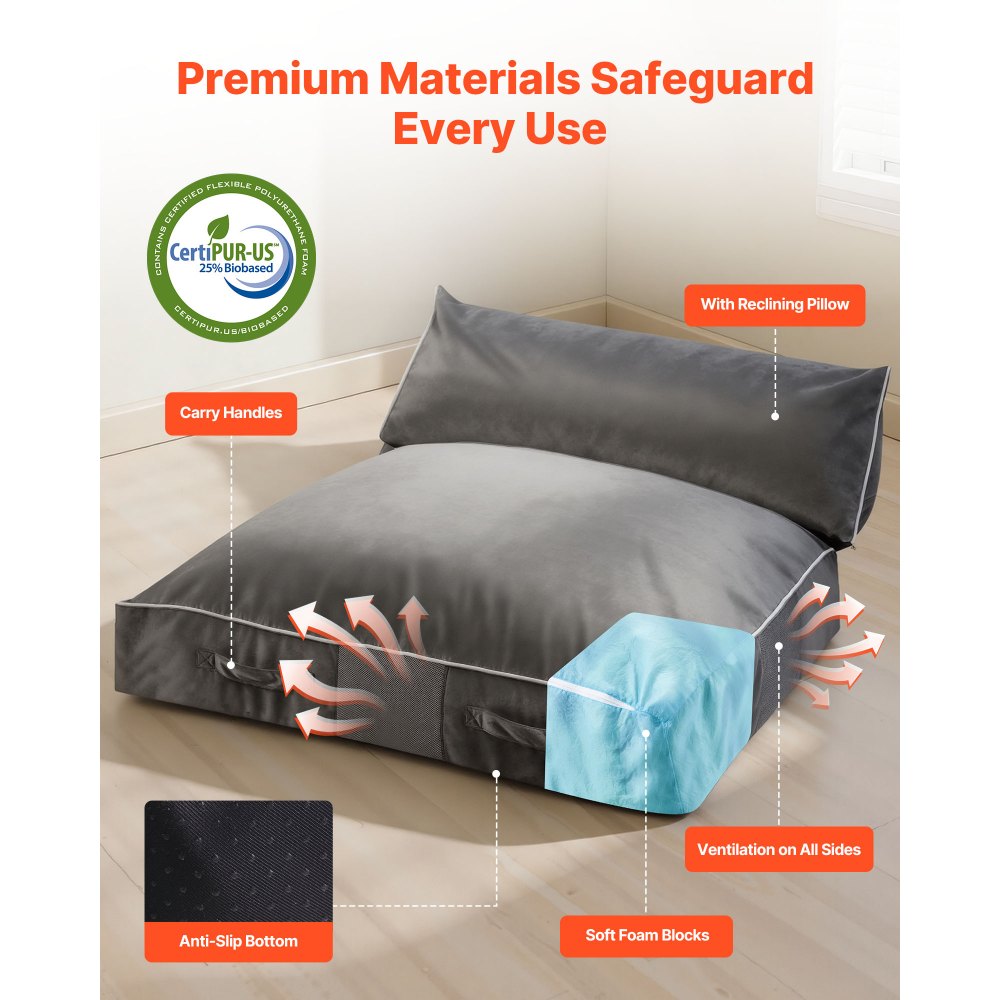 VEVOR Crash Pad, 5 x 4.5 ft Crash Pad for Kids Sensory with Foam Blocks and Washable Cover, Large Soft Foam Landing Zone Giant Pillow Mat, Sensory Room Equipment for Children Jumping, Relaxing & Play