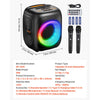 VEVOR Karaoke Machine for Adults, 15W, 4-inch Portable Bluetooth Speaker with 2 Wireless Microphones, LED Light, TWS Function, Handle, Supports Micro TF Card, USB, AUX, for Home Karaoke Party Singing