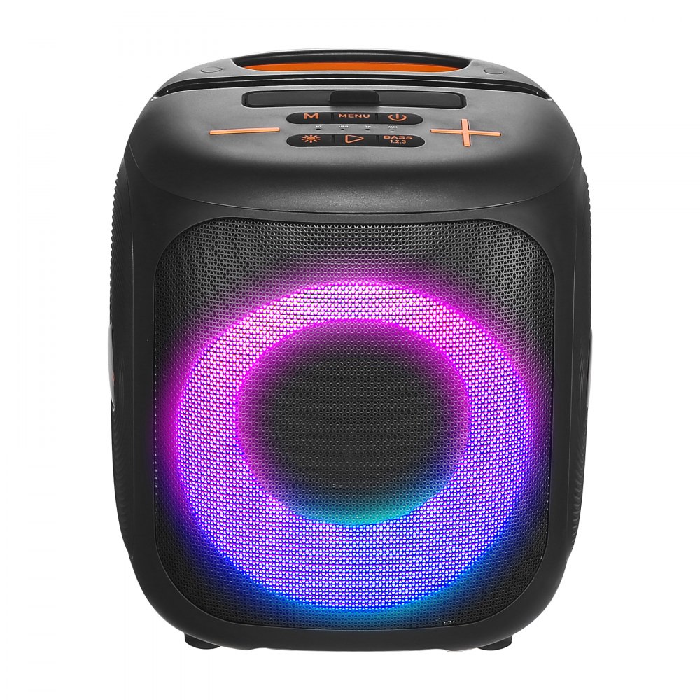 VEVOR Karaoke Machine for Adults, 15W, 4-inch Portable Bluetooth Speaker with 2 Wireless Microphones, LED Light, TWS Function, Handle, Supports Micro TF Card, USB, AUX, for Home Karaoke Party Singing
