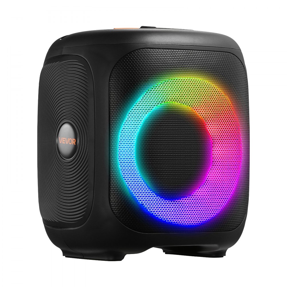 VEVOR Karaoke Machine for Adults, 15W, 4-inch Portable Bluetooth Speaker with 2 Wireless Microphones, LED Light, TWS Function, Handle, Supports Micro TF Card, USB, AUX, for Home Karaoke Party Singing