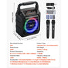 VEVOR Karaoke Machine for Adults, 20W, 6.5-inch Portable Bluetooth Speaker with 2 Wireless Microphones, LED Light, TWS Function, Handle, Shoulder Strap, Support Micro TF Card, USB, AUX, for Home Party
