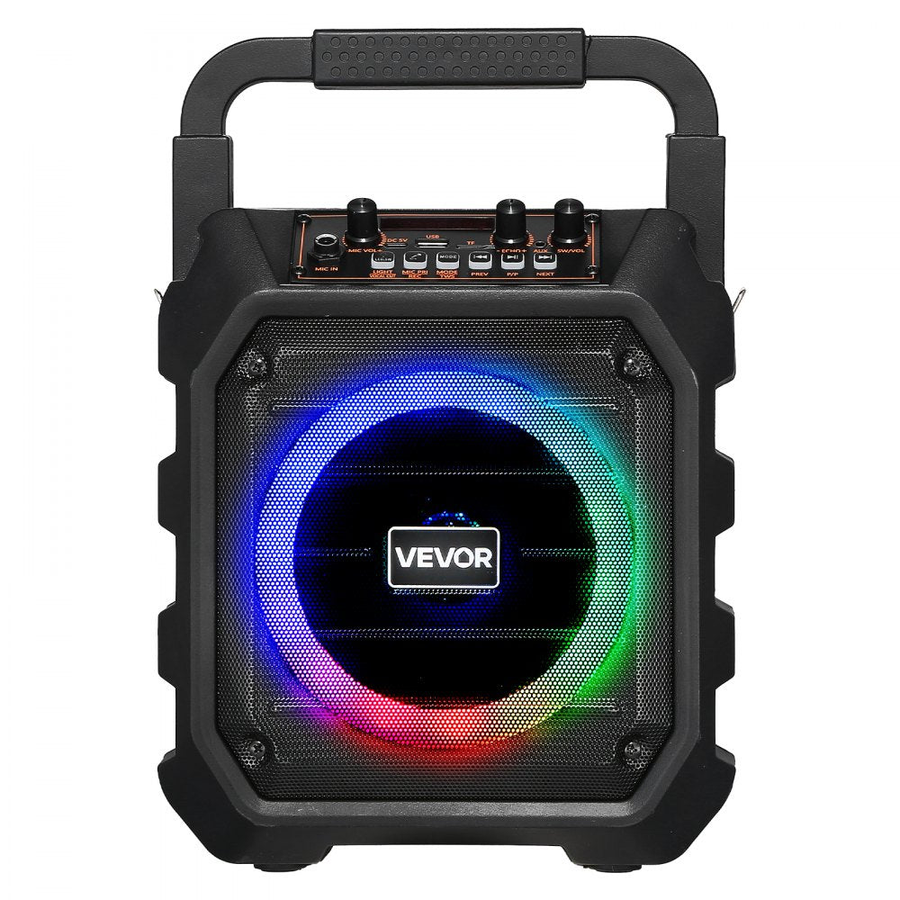VEVOR Karaoke Machine for Adults, 20W, 6.5-inch Portable Bluetooth Speaker with 2 Wireless Microphones, LED Light, TWS Function, Handle, Shoulder Strap, Support Micro TF Card, USB, AUX, for Home Party