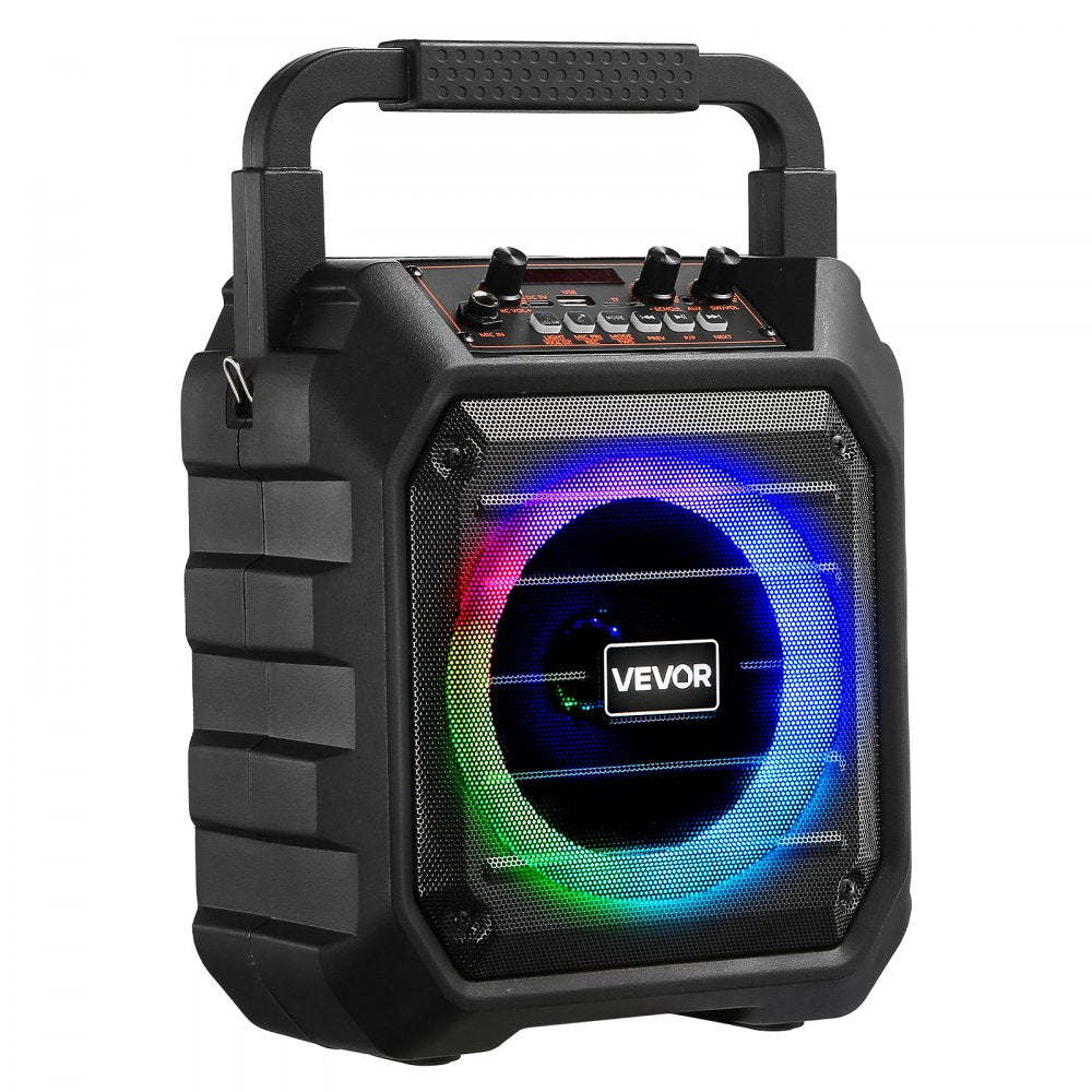 VEVOR Karaoke Machine for Adults, 20W, 6.5-inch Portable Bluetooth Speaker with 2 Wireless Microphones, LED Light, TWS Function, Handle, Shoulder Strap, Support Micro TF Card, USB, AUX, for Home Party