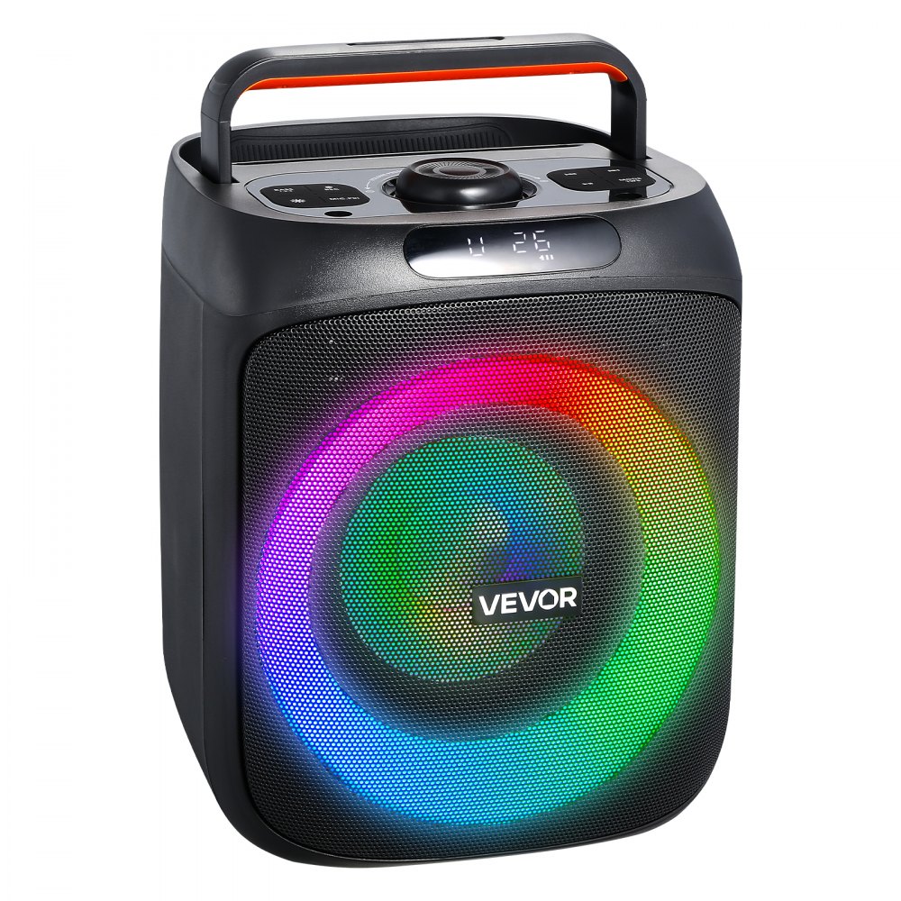 VEVOR Karaoke Machine for Adults, 30W, 6.5-inch Portable Bluetooth Speaker with 2 Wireless Microphones, LED Light, TWS Function, Handle, Support Micro TF Card, USB, AUX, for Home Karaoke Party Singing