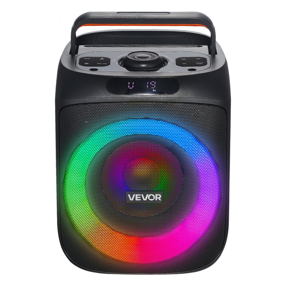 VEVOR Karaoke Machine for Adults, 30W, 6.5-inch Portable Bluetooth Speaker with 2 Wireless Microphones, LED Light, TWS Function, Handle, Support Micro TF Card, USB, AUX, for Home Karaoke Party Singing