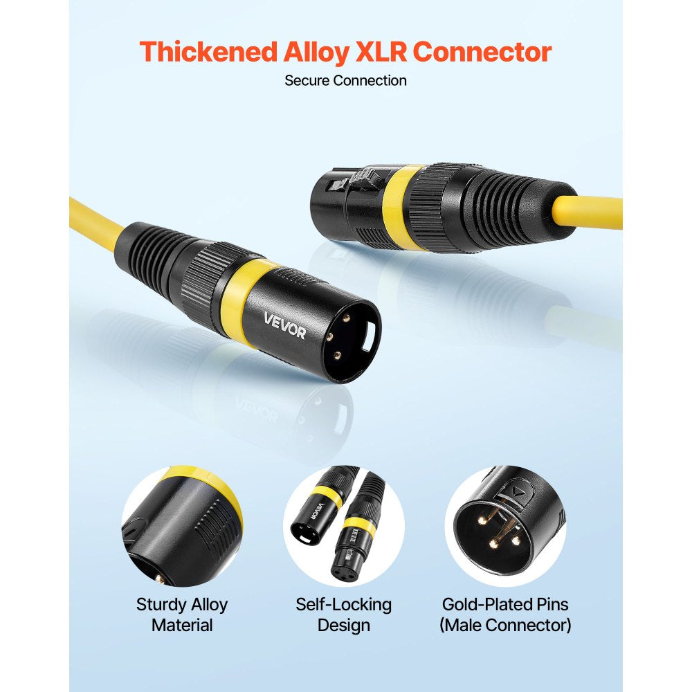 VEVOR XLR Cable 15 ft, 6 Pack, Shielded Balanced DMX Male to Female Microphone Cables, Gold-Plated 3-Pin XLR Mic Speaker Cord Wires, for Stage Lighting, Microphones, Amplifier, Mixer, Speaker Systems