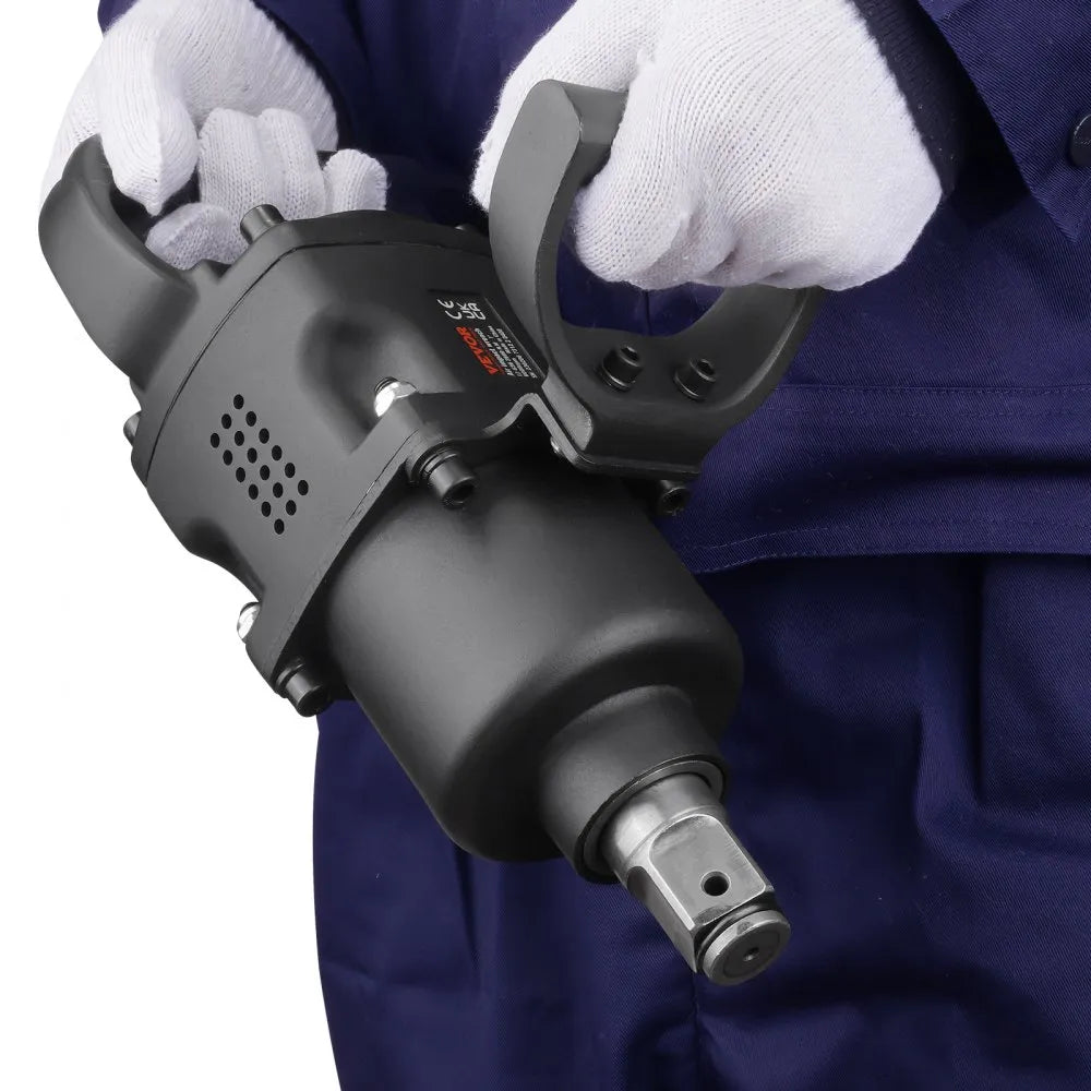 VEVOR 1 Inch Air Impact Wrench, Up to 2730 ft-lbs Reverse Torque Output 1" Pneumatic Impact Gun Lightweight w/ 2 Handles for Heavy Duty Repairs and Maintenance