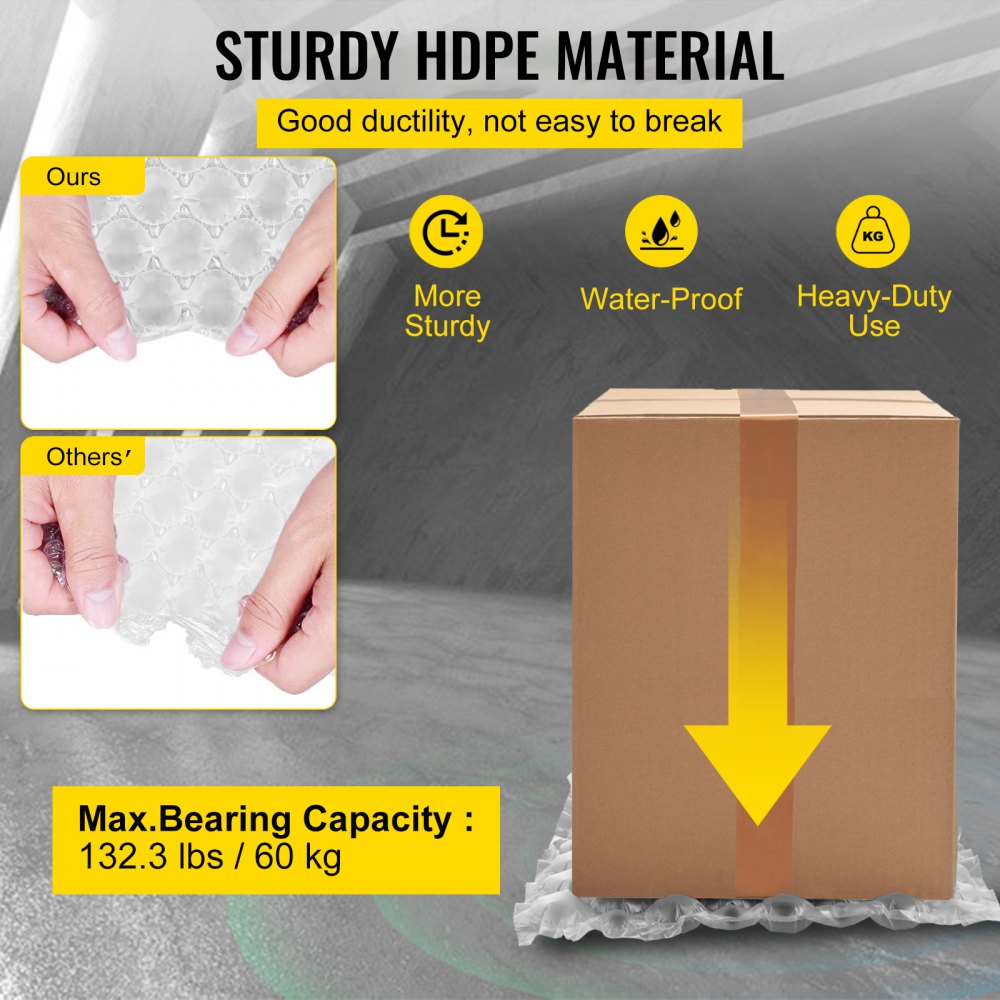 VEVOR Air Cushion Film, 984Ft Length Air Pillow Bubble Bags Film, 16 Inch Width Film, Roll Bubble Bags Film for Wrap Machine