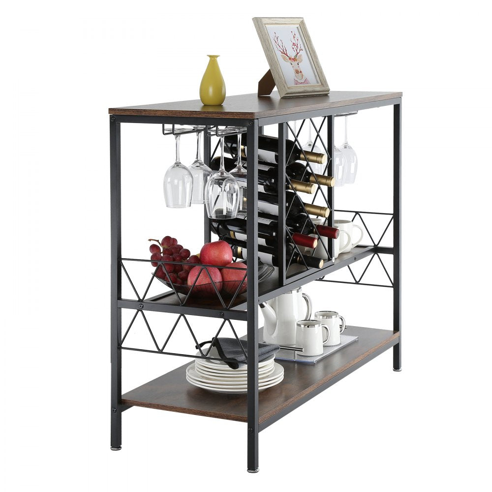 VEVOR 40 Inch Industrial Bar Cabinet, Wine Table for Liquor and Glasses, Sideboard Buffet Cabinet with Glass Holder & Wine Rack, Freestanding Farmhouse Wood Coffee Bar Cabinet for Living Room Home Bar