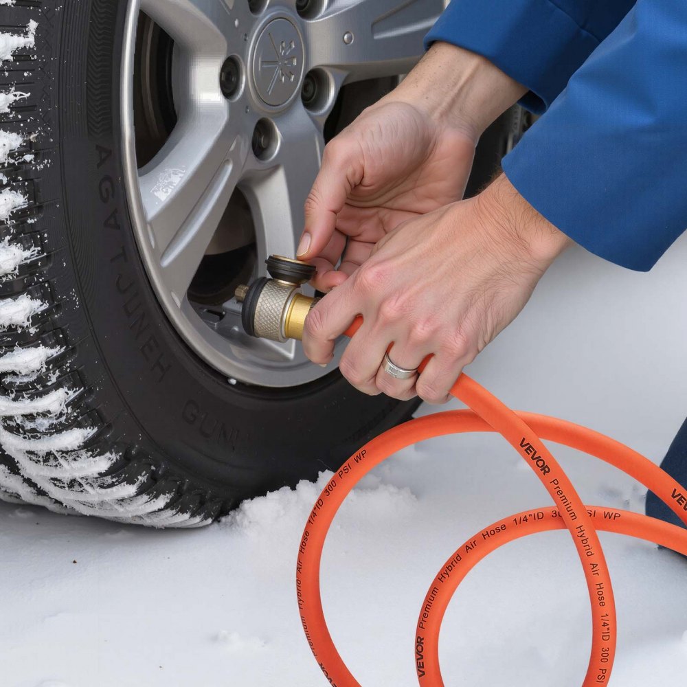 VEVOR Air Hose, 3/8'' x 250FT Hybrid Air Compressor Hose, 300 PSI Kink-Resistant Pneumatic Hoses with Three-Layer Construction for Auto & Home DIY Projetcs, All-Weather Flexibility (No Fittings)