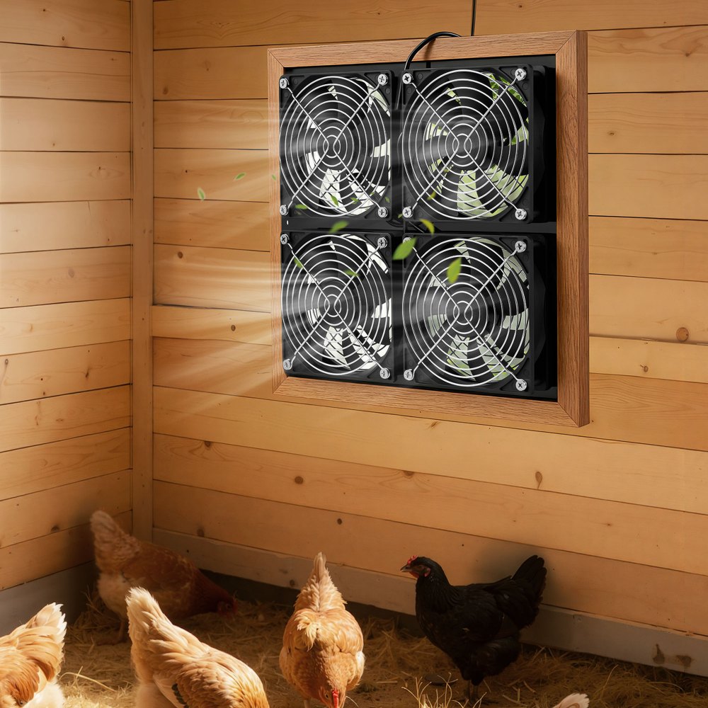 VEVOR Solar Powered Fan, 25W Solar Panel with 4 Fans, Adjustable Solar Panel Angle, 2668 RPM High-Speed, Flexible Installation, Fast Air Exchange for Greenhouse, Grow Tents, Chicken Coops, Shelters