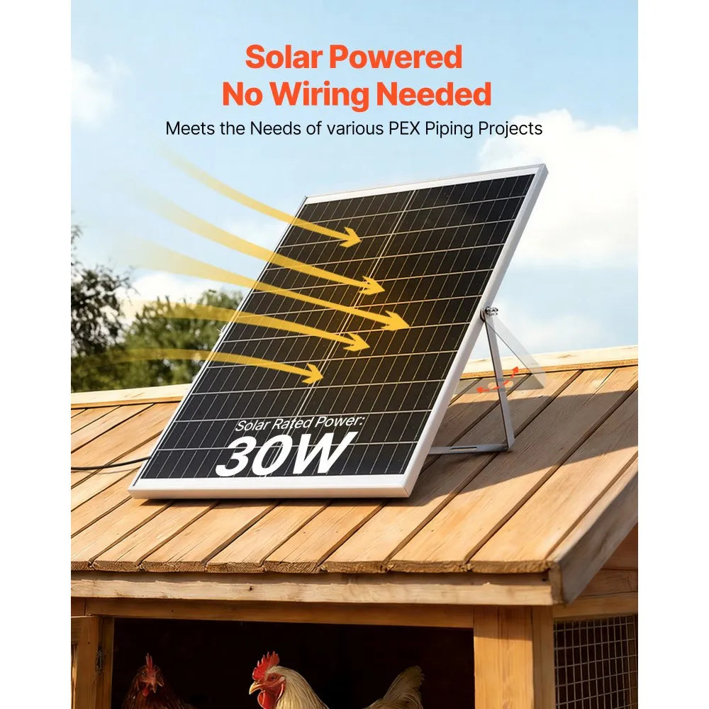 VEVOR Solar Powered Fan, 30W Solar Panel with 2 Fans, Adjustable Solar Panel Angle, 2668 RPM High-Speed, Flexible Installation, Fast Air Exchange for Greenhouse, Grow Tents, Chicken Coops, Shelters