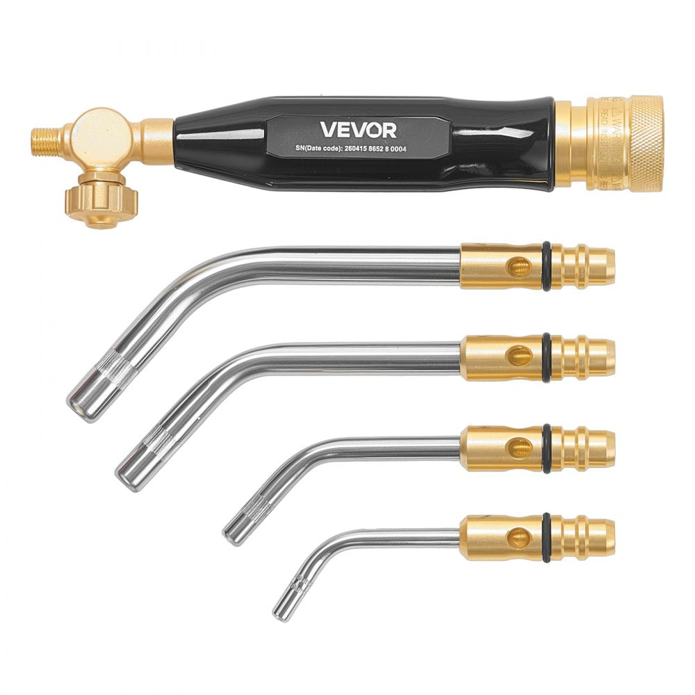 VEVOR Air Acetylene Torch Kit, Acetylene Gas Welding Tool with 11.8FT Rubber Hose, 4 Welding Tips & CGA200 Regulator, Swirl Frame Gas Brazing Torch Kit for Home DIY and Industrial Metalworking