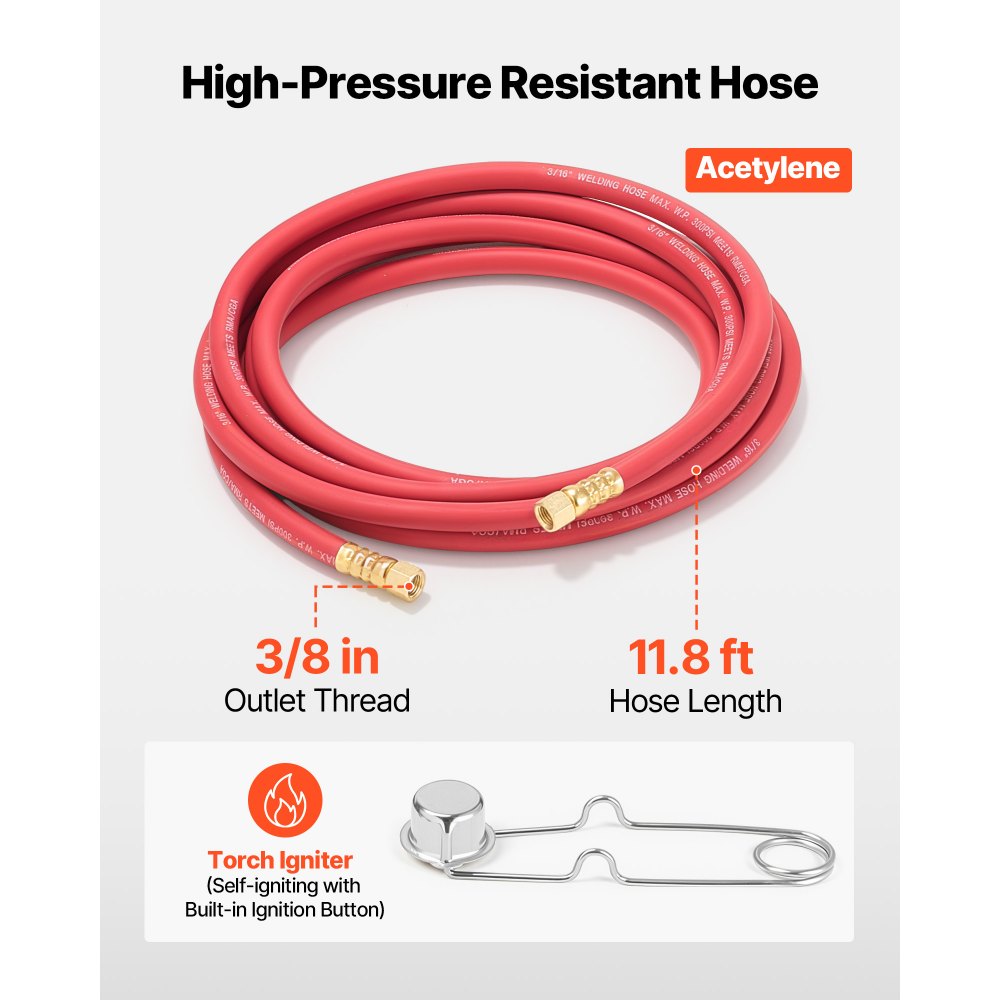 VEVOR Air Acetylene Torch Kit, Acetylene Gas Welding Tool with 11.8FT Rubber Hose, PL-8A Self-Lighting Welding Tip & CGA200 Regulator, Swirl Frame Brazing Torch Kit for Home Industrial Metalworking