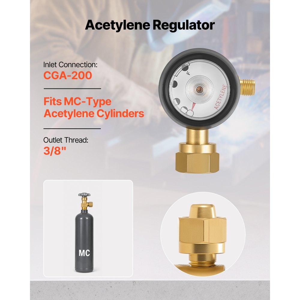 VEVOR Air Acetylene Torch Kit, Acetylene Gas Welding Tool with 11.8FT Rubber Hose, Self-Lighting Welding Tip & CGA200 Regulator, Swirl Frame Brazing Torch Kit with Cylinder Stand for Metalworking