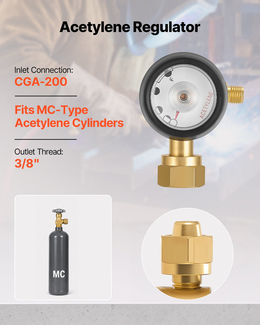 VEVOR Air Acetylene Torch Kit, Acetylene Gas Welding Tool with 11.8FT Rubber Hose, Self-Lighting Welding Tip & CGA200 Regulator, Swirl Frame Brazing Torch Kit with Cylinder Stand for Metalworking