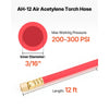 VEVOR Air Acetylene Torch Hose, 3/16-Inch x 12FT Acetylene Welding Hose with 3/8"-24 LH A-Type Fittings, AH-12 R Grade Welding Torchs Hose Compatible with AR-B/AR-MC Regulators