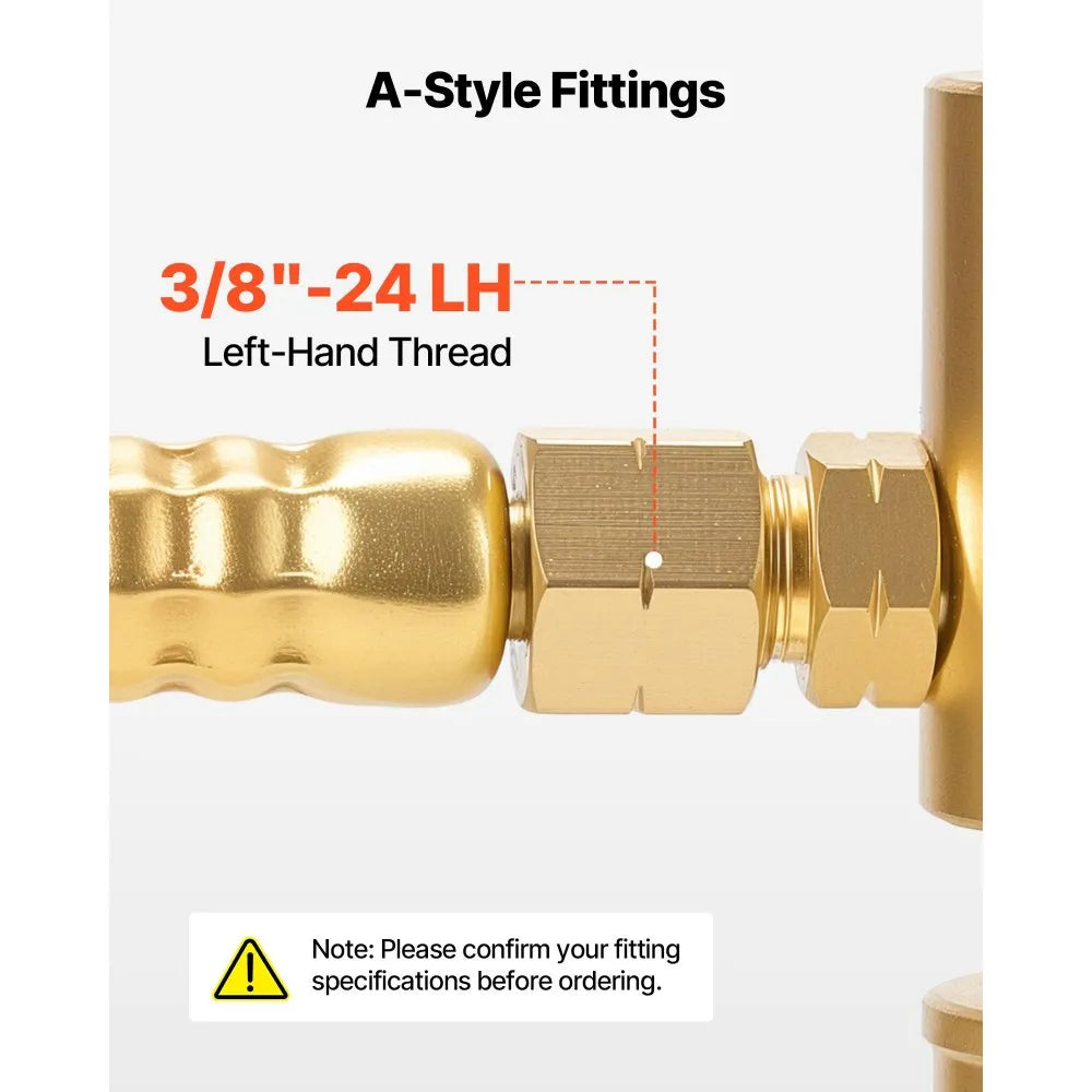 VEVOR Air Acetylene Torch Hose, 3/16-Inch x 12FT Acetylene Welding Hose with 3/8"-24 LH A-Type Fittings, AH-12 R Grade Welding Torchs Hose Compatible with AR-B/AR-MC Regulators