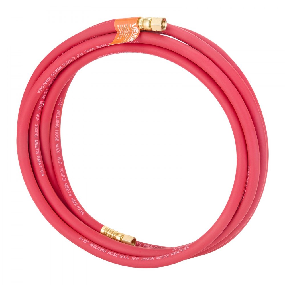 VEVOR Air Acetylene Torch Hose, 3/16-Inch x 12FT Acetylene Welding Hose with 3/8"-24 LH A-Type Fittings, AH-12 R Grade Welding Torchs Hose Compatible with AR-B/AR-MC Regulators
