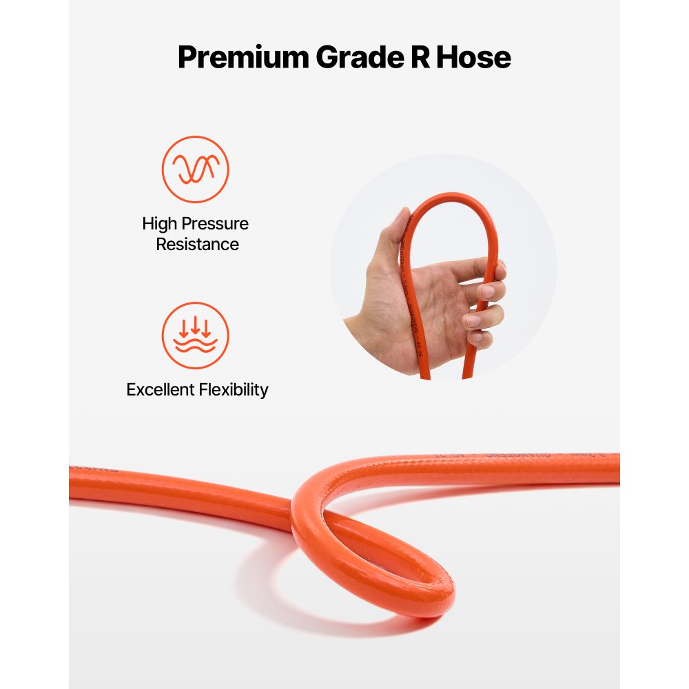 VEVOR Air Acetylene Torch Hose, 1/8-Inch x 12FT Acetylene Welding Hose with 9/16" LH B-Type Fittings, AH-12 R Grade Welding Torch Hoses Compatible with AR-B/AR-MC Regulators