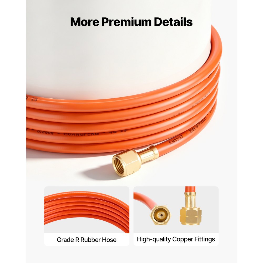 VEVOR Air Acetylene Torch Hose, 1/8-Inch x 12FT Acetylene Welding Hose with 9/16" LH B-Type Fittings, AH-12 R Grade Welding Torch Hoses Compatible with AR-B/AR-MC Regulators