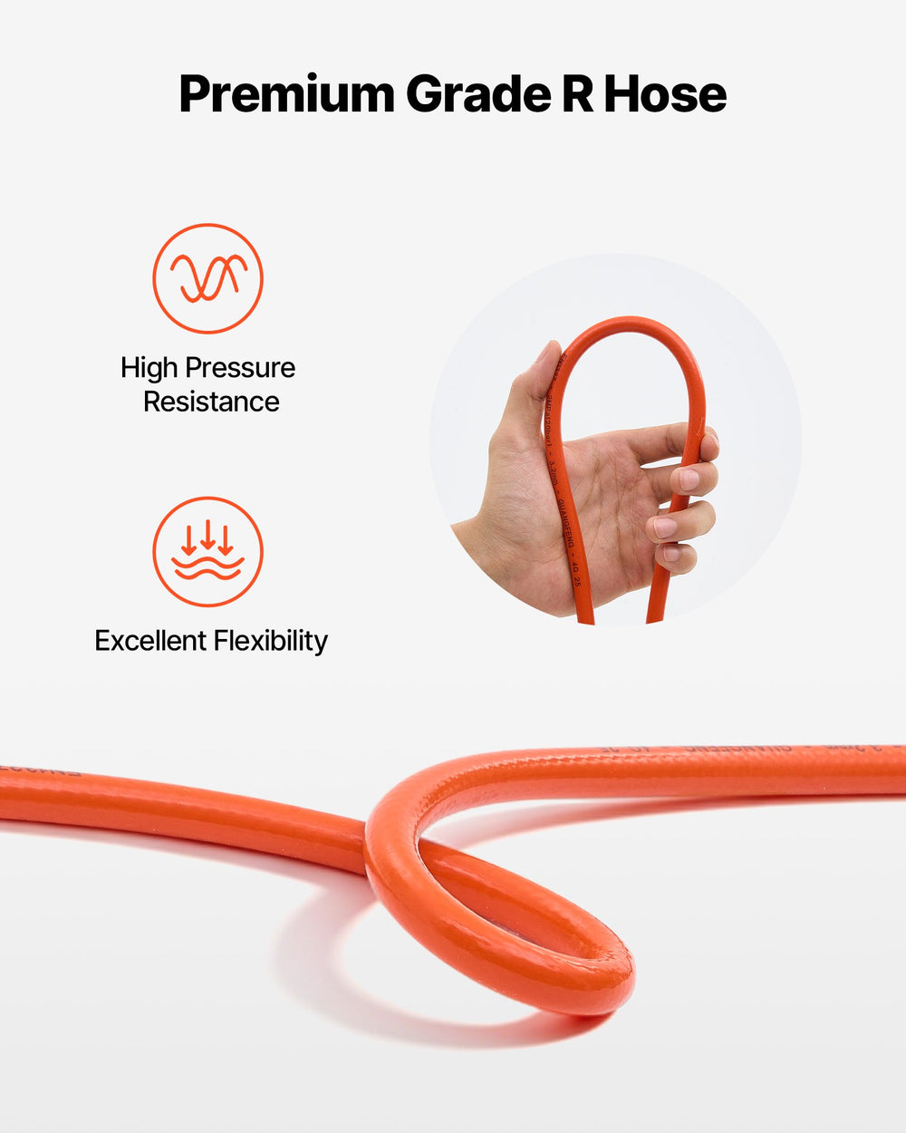 VEVOR Air Acetylene Torch Hose, 1/8-Inch x 12FT Acetylene Welding Hose with 9/16" LH B-Type Fittings, AH-12 R Grade Welding Torch Hoses Compatible with AR-B/AR-MC Regulators