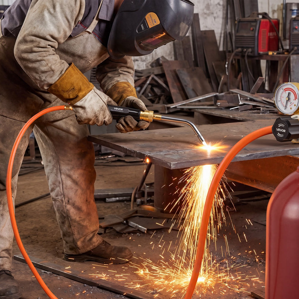 VEVOR Air Acetylene Torch Hose, 1/8-Inch x 12FT Acetylene Welding Hose with 9/16" LH B-Type Fittings, AH-12 R Grade Welding Torch Hoses Compatible with AR-B/AR-MC Regulators