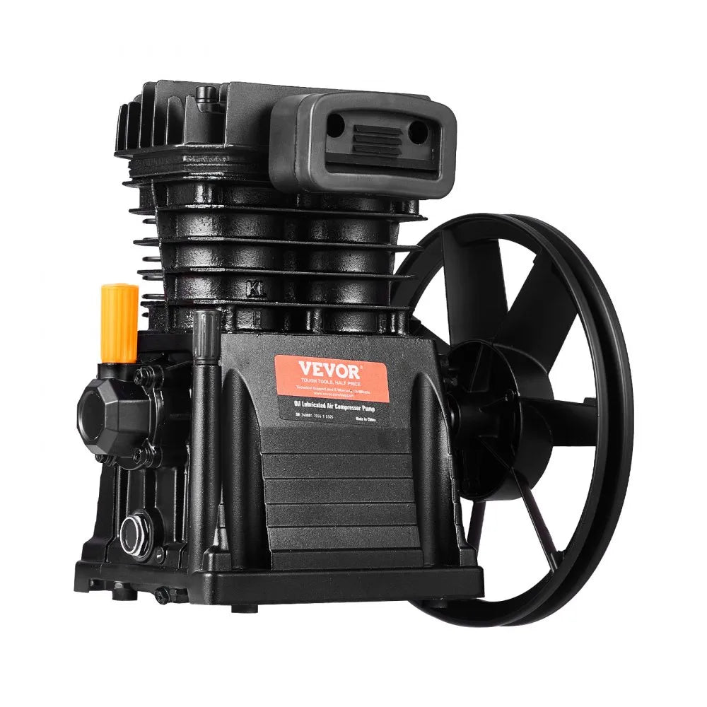 VEVOR Air Compressor Pump Head, 3HP 5.8CFM @ 90PSI, Twin Cylinder Oil Lubricated Air Compressor Piston Pump Head, Single-Stage Aluminum Air Compressor Pump Replacement with Max. 116PSI Pressure