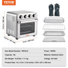 VEVOR 7-IN-1 Air Fryer Toaster Oven, 18L Convection Oven, 1700W Stainless Steel Toaster Ovens Countertop Combo with Grill, Pizza Pan, Gloves, 6 Slices Toast, 12-inch Pizza, Home and Commercial Use