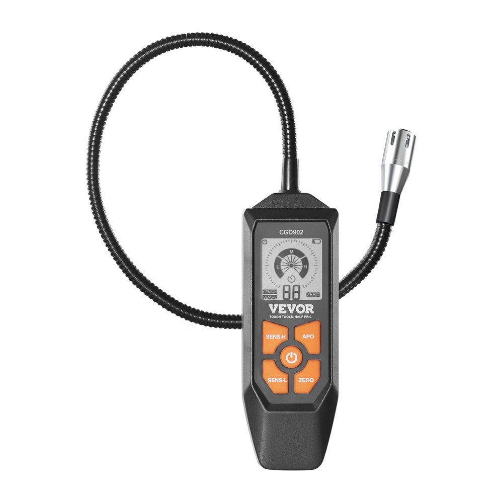 VEVOR Natural Gas Detector, 50-10,000 PPM Gas Leak Detector with 18.5-inch Gooseneck, Combustible Gas Detector Sniffer with Audible & Visual Alarm Locates Propane, Methane, Butane for Home, RV, HVAC
