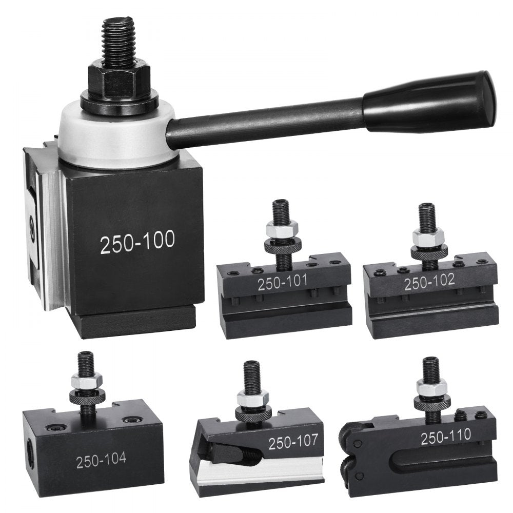 VEVOR Quick Change Tool Post Set, 6 Pcs, Includes Lathe Tool Holders, Piston Type Tool Post with Turning Tool Holder Accessories, Fit for Mini Lathe & Metal Lathe 6"-12" Swing, Durable Steel Material