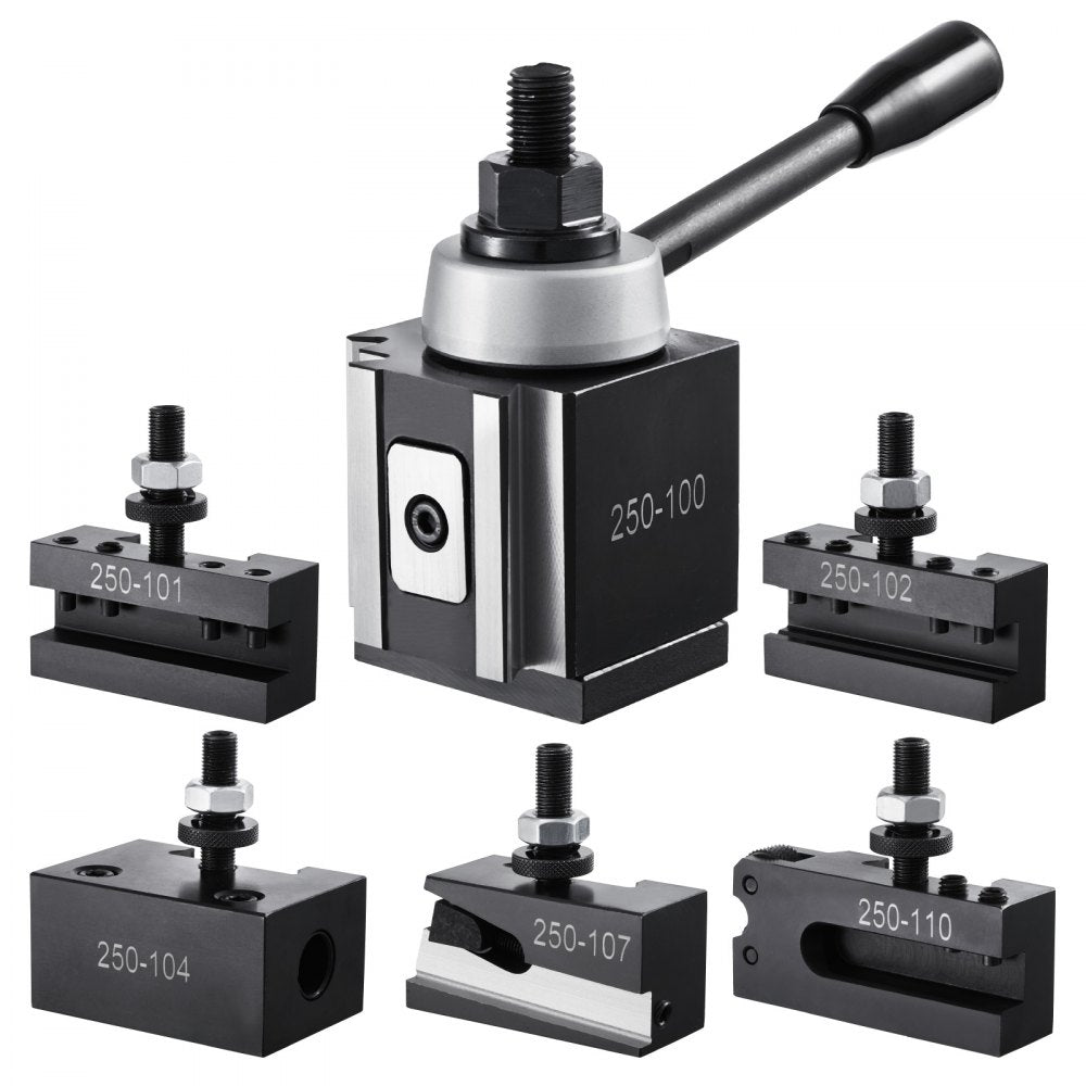 VEVOR Quick Change Tool Post Set, 6 Pcs, Includes Lathe Tool Holders, Piston Type Tool Post with Turning Tool Holder Accessories, Fit for Mini Lathe & Metal Lathe 6"-12" Swing, Durable Steel Material