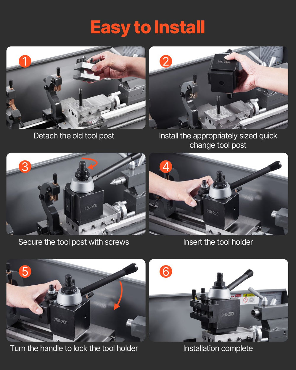 VEVOR Quick Change Tool Post Set, 8 Pcs, Includes Lathe Tool Holders, Piston Type Tool Post with Turning Tool Holder Accessories, for Mini Lathe & Metal Lathe 10"-15" Swing, Durable Steel Material